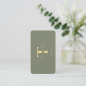 Modern Logo F T Monogram Sage Green Visitenkarte (Stehend Vorderseite)