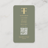Modern Logo F T Monogram Sage Green Visitenkarte (Rückseite)