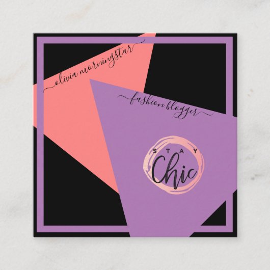 Modern Logo Fashion Geometric YOUR FARBEN Quadratische Visitenkarte (Vorderseite)