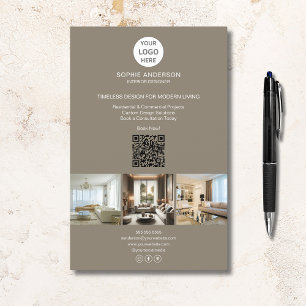 Modern Logo Foto QR Taupe Professionell Geschäftli Flyer