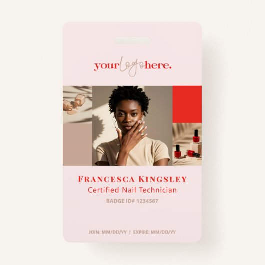 Modern Logo Nail Beauty Salon Foto Grid Collage Ausweis (Vorderseite)