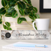 Modern Logo Name Titel Script White Brown Marmor Namensplakette