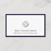 Modern Logo Navy Blue Border Visitenkarte (Vorderseite)