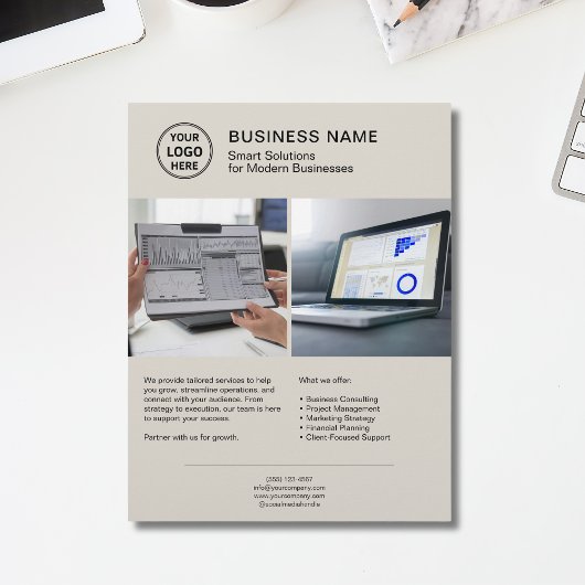 Modern Logo Photo Professional Services Business Flyer
