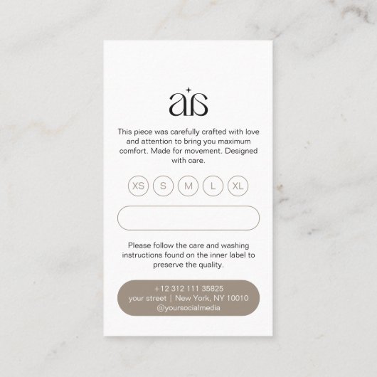 Modern Logo Price Hang Tag Card (Rückseite)