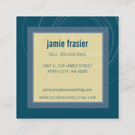 MODERN LOGO quadratisches Monogramm aquamariner Se Quadratische Visitenkarte (Rückseite)