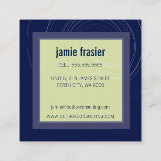 MODERN LOGO smart quadratisch Monogramm Marine grü Quadratische Visitenkarte (Rückseite)