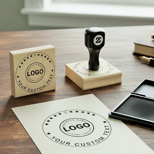 Modern Logo Stamp (Custom Business Text Seal)  Gummistempel