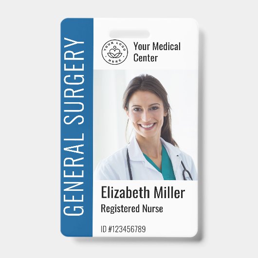 Modern Logo Template Mitarbeiter Foto Name Nurse I Ausweis (Front)