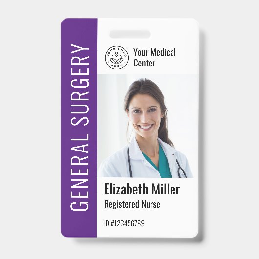 Modern Logo Template Mitarbeiter Foto Name Nurse I Ausweis (Front)