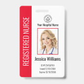 Modern Logo Template Mitarbeiter Foto Name Nurse I Ausweis (Front)