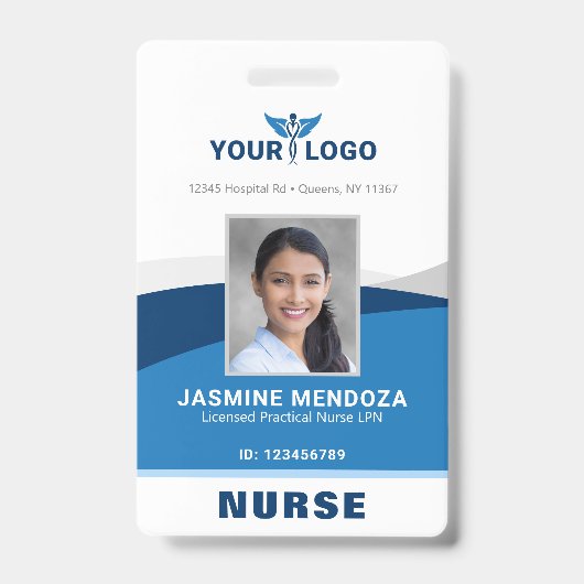 Modern Logo Template Mitarbeiter Foto Name Nurse I Ausweis (Front)