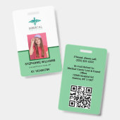 Modern Logo Template Mitarbeiter Foto Name Nurse I Ausweis (Vorder- & Rückseite)