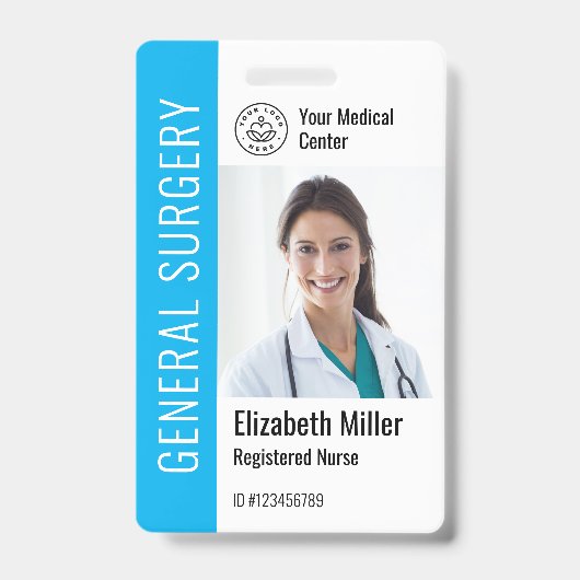 Modern Logo Template Mitarbeiter Foto Name Nurse I Ausweis (Front)
