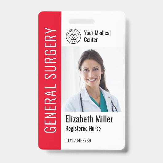 Modern Logo Template Mitarbeiter Foto Name Nurse I Ausweis (Front)