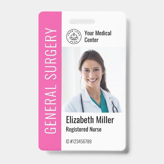 Modern Logo Template Mitarbeiter Foto Name Nurse I Ausweis (Front)