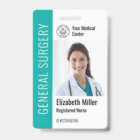 Modern Logo Template Mitarbeiter Foto Name Nurse I Ausweis (Front)