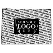 Modern Logo Vielen Dank, Schwarz-Weiß-Geschenktasc Große Geschenktüte (Rückseite)
