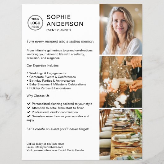 Modern Logo White Event Planner Werbung Flyer (Vorne)