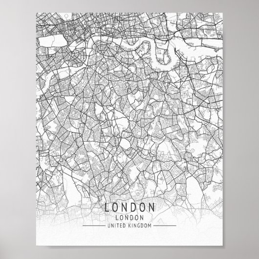 Modern London, England Street Map Poster (Vorne)