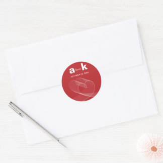Modern Loop Heart Simple Liebe Lines Red Wedding Runder Aufkleber