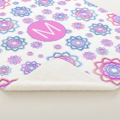 Modern Lotus Blume Pink Pastellgrün Monogramm Sherpadecke (3/4)