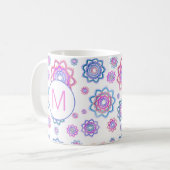 Modern Lotus Blume Rosa Pastellfarben Monogramm Kaffeetasse (Vorderseite Links)