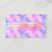 Modern Lotus Brush Stroke Holographic Iridescent Visitenkarte (Rückseite)