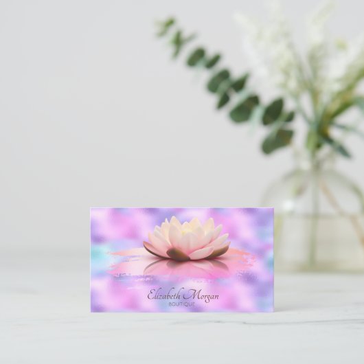Modern Lotus Brush Stroke Holographic Iridescent Visitenkarte (Stehend Vorderseite)