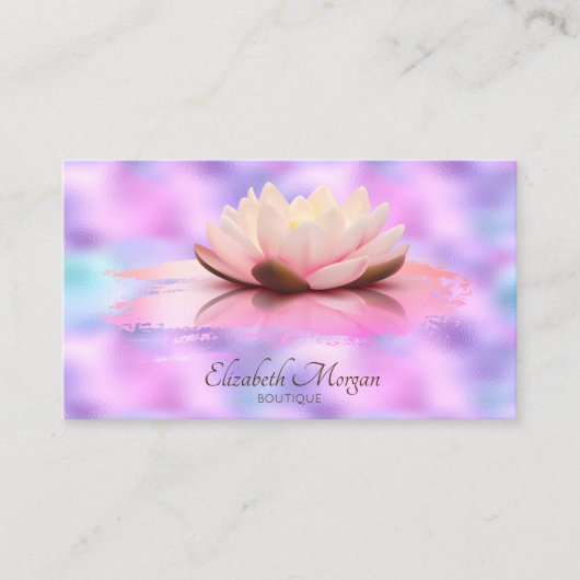 Modern Lotus Brush Stroke Holographic Iridescent Visitenkarte (Vorderseite)