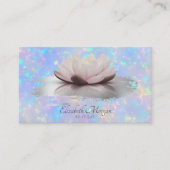 Modern Lotus Brush Stroke Holographic Opal Visitenkarte (Vorderseite)