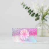 Modern Lotus Glitzer Confetti Holographic Visitenkarte (Stehend Vorderseite)