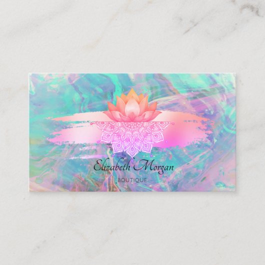 Modern Lotus Mandala Brush Stroke Opal Business Visitenkarte (Vorderseite)