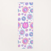 Modern Lotus Monogram Pink Pastellgrün Muster Yogamatte (Vorderseite)