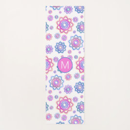 Modern Lotus Monogram Pink Pastellgrün Muster Yogamatte