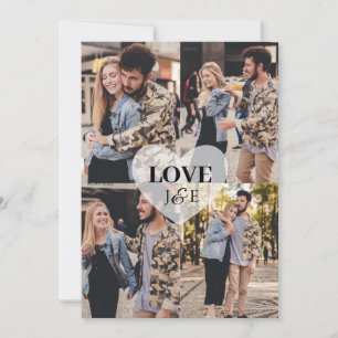 Modern "Love" 4 Custom Foto von Paar Monogram Feiertagskarte