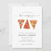 Modern Love and Pizza Couples Bridal Shower Einladung (Vorderseite)