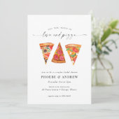 Modern Love and Pizza Couples Bridal Shower Einladung (Stehend Vorderseite)