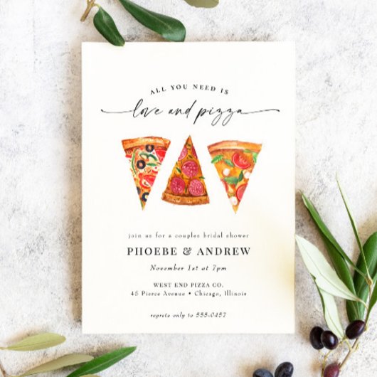 Modern Love and Pizza Couples Bridal Shower Einladung