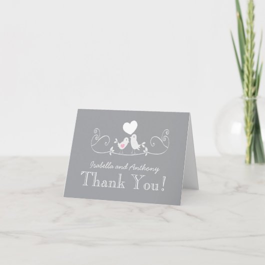 Modern Love Birds Baby Dusche Danke Note Card (Vorderseite)