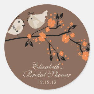 Modern Love Birds Brautparty Runder Aufkleber