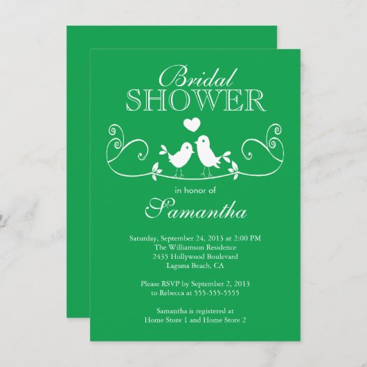 Modern Love Birds Bridal Dusche Einladung (Vorne/Hinten)