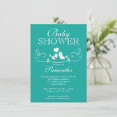 Modern Love Birds Neutral Baby Dusche Einladung (Stehend Vorderseite)