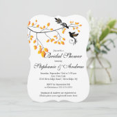 Modern Love Birds Paare Bridal Dusche Einladung (Stehend Vorderseite)