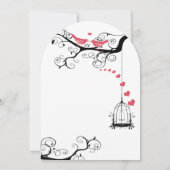 Modern Love Birds Rosa Wedding Einladung (Rückseite)