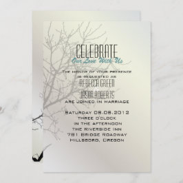 Modern Love Birds Tree White Wedding Einladungen