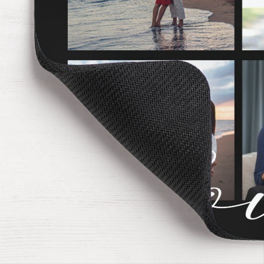 Modern Love Calligraphy Photo Collage Mousepad (Ecke)