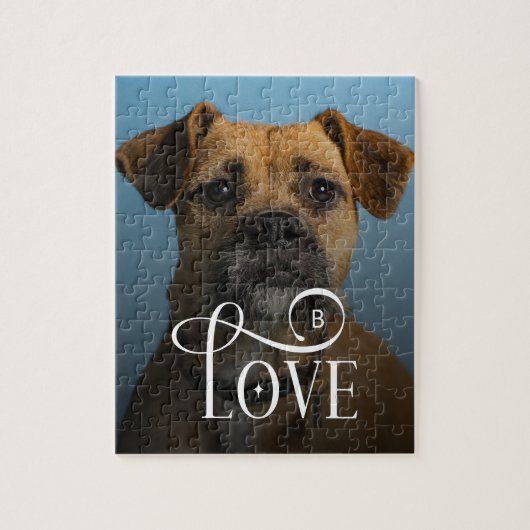 Modern Love Custom Boxer Dog Pets Photo Monogram Puzzle (Vertikal)