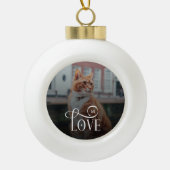 Modern Love Custom Cat Pets Photo Monogram Keramik Kugel-Ornament (Vorderseite)