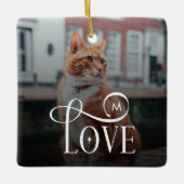 Modern Love Custom Cat Pets Photo Monogram Keramikornament (Vorderseite)